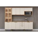 Cozinha Modulada Completa Selene 5 Peças (2Aéreos+2Balcões+1Paneleiro) CP06 Jequitiba/Off White Fosco - Linea Brasil