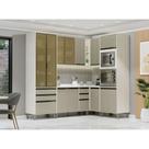 Cozinha Modulada De Canto Completa 6 Peças Com Tampo Linea L Pátina Ff-mocca Laca