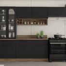 Cozinha Modulada em Aço 5 Peças com Rodapé em Pvc Grafite/Preto