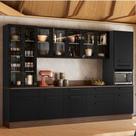 Cozinha Modulada em Aço 7 Peças 12 Portas 7 Gavetas com Cristaleira Rodapé PVC Exclusive Itatiaia