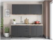 Cozinha Modulada Firenze Fi0008 Avena Grafito - Demóbile