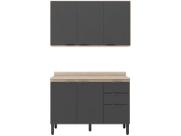 Cozinha Modulada Firenze FI0010 Avena Grafito - Demóbile