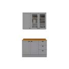Cozinha Modulada Henn Americana 3 Peças (1Aéreo+1Balcão+1Complemento) CZ126 Cinza-Henn