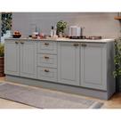 Cozinha Modulada Henn Americana 3 Peças (2Balcões+1Complemento) s/Pia CZ138 Cinza-Henn