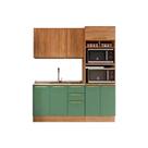 Cozinha Modulada Kappsberg Botanic Botanic 3 Peças (1Aéreo+1Balcão+1Paneleiro) s/Pia M652 Nogueira/Verde Oliva-Kappesberg