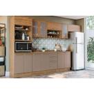 Cozinha Modulada Kappsberg Botanic Botanic 8 Peças (3Aéreos+2Balcões+1Paneleiro+2Complementos) M663 Nogueira/Fendi-Kappesberg