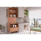 Cozinha Modulada MGM Bella 3 Peças s/ Portas (1Aéreo+1Balcão+1Painel Ripado) 80cm Freijo-MGM