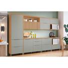 Cozinha Modulada Nesher Marquesa 7 Peças (3Aéreos+3Balcões+1Paneleiro) C6P87 Nature/Verde-Nesher