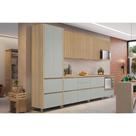 Cozinha Modulada Nesher Rainha Gourmet 7 Peças (3Aéreos+3Balcões+1Paneleiro) C6P37 Nature/Verde-Nesher