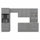 Cozinha Modulada Nova York 5 Peças Com Cristaleira Cinza Hp - Henn