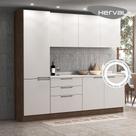 Cozinha Modulada Pequena Herval Amsterdam, 7 Peças, Off White e Avelã, com tampo Cozinha Modulada Pequena Herval Amsterdam, 7 Peças, Off White e Avelã, com tampo