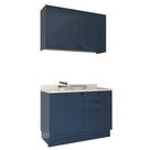 Cozinha Modulada Pequena Herval Viana, 3 Peças, Azul Orion e Cinza Argila, 120 cm
