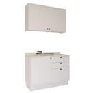 Cozinha Modulada Pequena Herval Viana, 3 Peças, Branco Ártico e Cinza Argila, 120 cm
