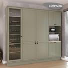 Cozinha Modulada Pequena Herval Viana, 4 Peças, Verde Hill, com Vidro