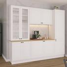 Cozinha Modulada Pequena Herval Viana, 7 Peças, Branco Ártico e Carvalho Nature, com Vidro Cozinha Modulada Pequena Herval Viana, 7 Peças, Branco Ártico e Carvalho Nature, com Vidro