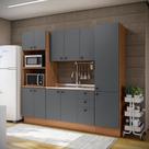 Cozinha Modulada Pixel Kappesberg 100% MDP Canela/Cinza Sagrado 240cm