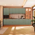 Cozinha Modulada Pixel Kappesberg 100% MDP Canela/Verde Frevo 340cm