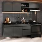 Cozinha Modulada Suspensa Milano MP2411 6 Portas 1 Gaveta 220cm Cinza Grafite Multimóveis