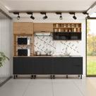 Cozinha Modulada Toscana 5 Peças em Mdf com Aéreo 1200 Porta de Vidro Basculante e Torre Quente Cozinha Modulada Toscana 5 Peças em Mdf com Aéreo 1200 Porta de Vidro Basculante e Torre Quente