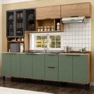 Cozinha Modulada Toscana 5 Peças Mdf com Aéreo 1200 Porta de Vidro e Paneleiro