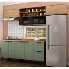 Cozinha Modulada Toscana em Mdf 5 Peças com Aéreo 1200 Porta de Vidro e Aéreo Geladeira com Tampo Cozinha Modulada Toscana em Mdf 5 Peças com Aéreo 1200 Porta de Vidro e Aéreo Geladeira com Tampo