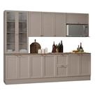 Cozinha Modulada Unna 7 Peças com Balcão com Tampo 270cm Cinza Poliman Móveis Cozinha Modulada Unna 7 Peças com Balcão com Tampo 270cm Cinza Poliman Móveis