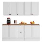 Cozinha Modulada Unna J00110P 6 Portas 3 Gavetas 200cm Branco Poliman Móveis Cozinha Modulada Unna J00110P 6 Portas 3 Gavetas 200cm Branco Poliman Móveis