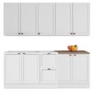 Cozinha Modulada Unna J00111P 6 Módulos 200cm Branco Poliman Móveis Cozinha Modulada Unna J00111P 6 Módulos 200cm Branco Poliman Móveis