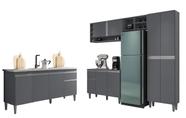 Cozinha Modulada Vanessa Com Balcão Para Pia 150mt Tatiane Sem Tampo Cinza AJL