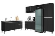 Cozinha Modulada Vanessa Com Balcão Para Pia 150mt Tatiane Sem Tampo Preto AJL Cozinha Modulada Vanessa Com Balcão Para Pia 150mt Tatiane Sem Tampo Preto AJL