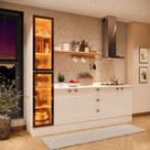 Cozinha Pérola 3 Peças com Rodapé e Tampo 3 Peças com Cristaleira com LED Yescasa