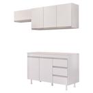 Cozinha Planejada Lux 3 Peças 100%MDF com Balcão Gabinete Tampo 120cm 3 Gavetas Branco - Abmaza Cozinha Planejada Lux 3 Peças 100%MDF com Balcão Gabinete Tampo 120cm 3 Gavetas Branco - Abmaza