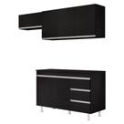Cozinha Planejada Lux 3 Peças 100%mdf Com Balcão Gabinete Tampo 120cm 3 Gavetas Preto - Abmaza Cozinha Planejada Lux 3 Peças 100%mdf Com Balcão Gabinete Tampo 120cm 3 Gavetas Preto - Abmaza