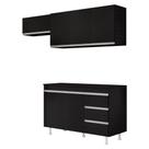 Cozinha Planejada Lux 3 Peças 100%MDF com Balcão Gabinete Tampo 120cm 3 Gavetas Preto - Desk Design Cozinha Planejada Lux 3 Peças 100%MDF com Balcão Gabinete Tampo 120cm 3 Gavetas Preto - Desk Design