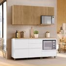 Cozinha Rainha com 4 Peças 4 Portas 5 Gavetas Ripado em MDF 190cm de Largura Nesher