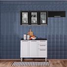 Cozinhha Itatiaia Luce 7 Portas Balcão 2 Gavetas Vidro Armário Aéreos