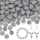 Craft Beads TINKRSTUFF 150 unidades, 10 mm, preto, branco, strass