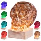 Crânio 3D Crystal Puzzle com base iluminada e decoração de Halloween