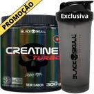 Creatina Monohidratada TURBO 300g Black Skull + Coqueteleira Fumê 600ml - Kit Creatine Para Ganho de Massa Muscular - Energia - Força + Shakeira 600ml