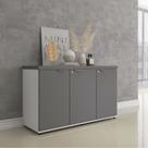 Credenza para Escritório com 3 Portas PE40 Cinza/Branco/Grafito Credenza para Escritório com 3 Portas PE40 Cinza/Branco/Grafito