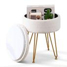 Creme de banco de apoio para pés redondo Storage Ottoman Cpintltr Velvet
