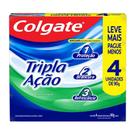 Creme Dental Anticárie com Flúor e Cálcio Colgate Tripla Ação 90g 4 unidades Creme Dental Anticárie com Flúor e Cálcio Colgate Tripla Ação 90g 4 unidades