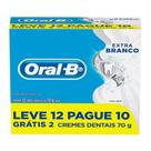 Creme Dental OralB Extra Branco Pasta de Dentes Pacote 12 X 70G