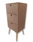 Criado Retro 3 Gavetas Mesa De Cabeceira Organizador Mdf Cru