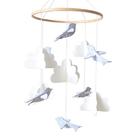 Crib Mobile Sorrel + Fern Birds and Clouds Felt Cinza Branco