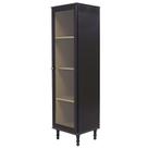 Cristaleira 1 Porta Vidro Pés Madeira 151x40 cm E963 Preto Dtall