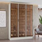 Cristaleira 150cm 3 Portas com Led e Vidro Reflecta Temperado 100% Mdf Fizneze