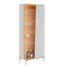 Cristaleira 180cm Led com Porta e Prateleiras de Vidro e Pés em Metal Sena Cristaleira 180cm Led com Porta e Prateleiras de Vidro e Pés em Metal Sena