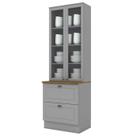 Cristaleira 2 Portas 2 Gav 72cm C357 Americana Cinza Nature Henn