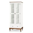 Cristaleira 2 Portas 3 Prateleiras 1 Gaveta e Pés Luiz XV 60302 Linz Móveis - Branco/Imbuia Glazer
